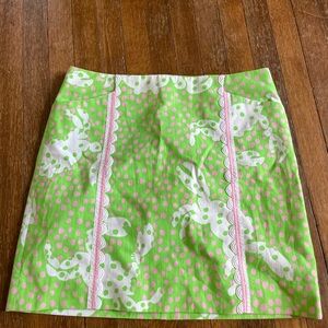 Lilly Pulitzer Green and Pink Mini Pencil Skirt